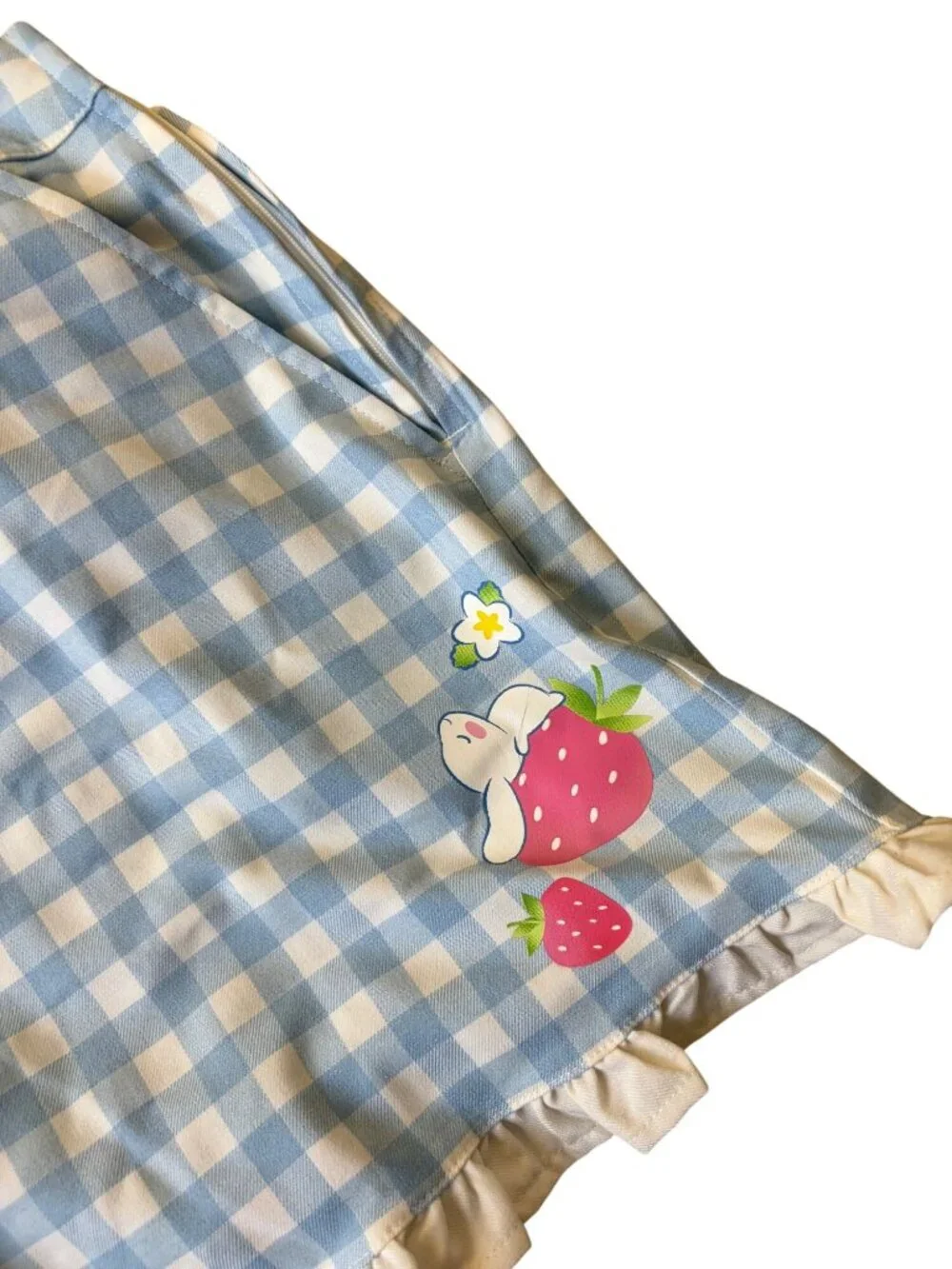 Cinnamoroll Sanrio Gingham Strawberry Ruffle Shortalls Womens L Kawaii Picnic